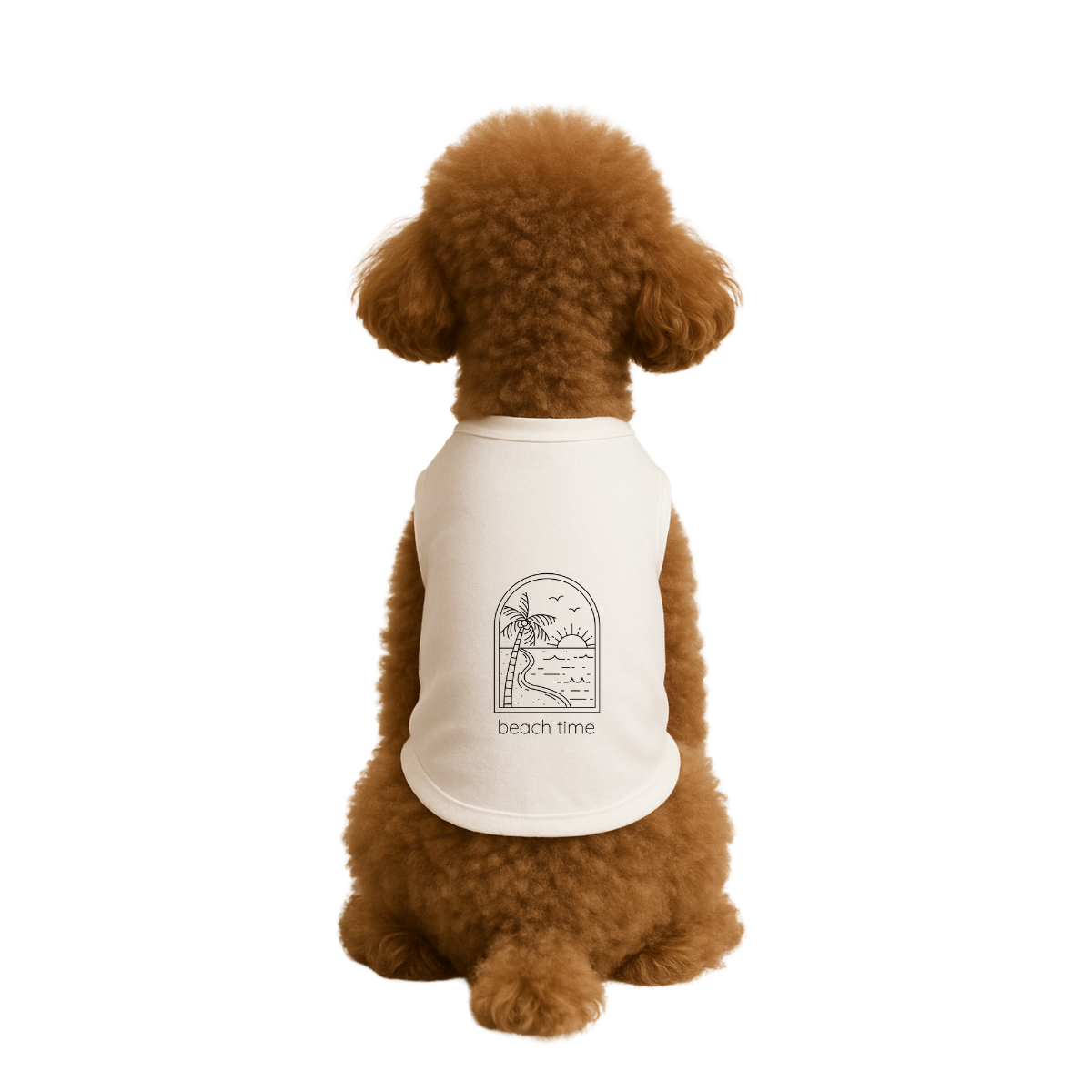 【Beach Time】ドッグウェア|親子おそろいリンクコーデOK/薄手・夏向け/ペット用Tシャツ/コットンポリ素材(ホワイト)
