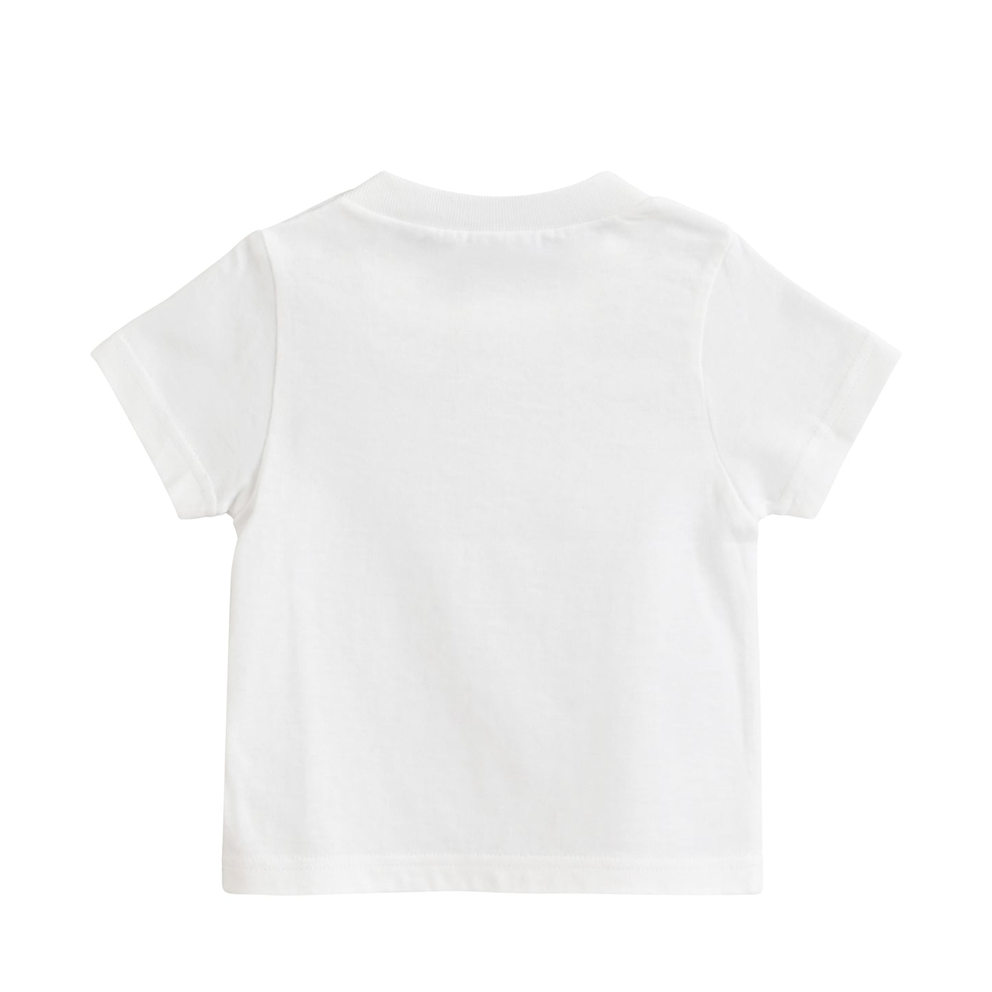 【Beach Time】ベビーTシャツ|親子&ペットとおそろいできるモノトーンリンクコーデ対応(スナップボタン付)(ホワイト)