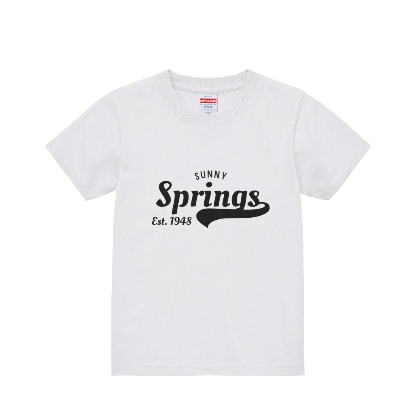 【Springs】スポーティーキッズTシャツ|リンクコーデ/コットン100%/毎日洗える丈夫なユニフォーム風デザイン(白)