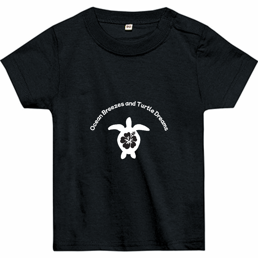【Turtle Dreams|タートルドリームス】ベビーTシャツ|肩スナップ付き/コットン100%/ユニセックス/リンクコーデ対応(ブラック)